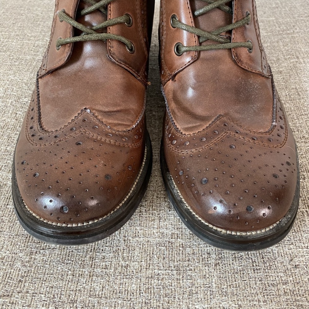 Steve Madden Mens Evander Leather Wing Tip Ankle Boots Size 9.5 Dressy Casual - Picture 3 of 10